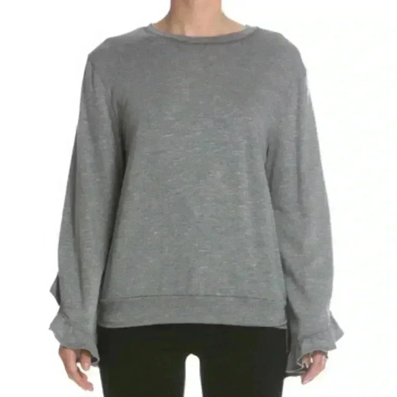 Elan Ruffle Sleeve Sweatshirt Grey Small - Picture 1 of 5